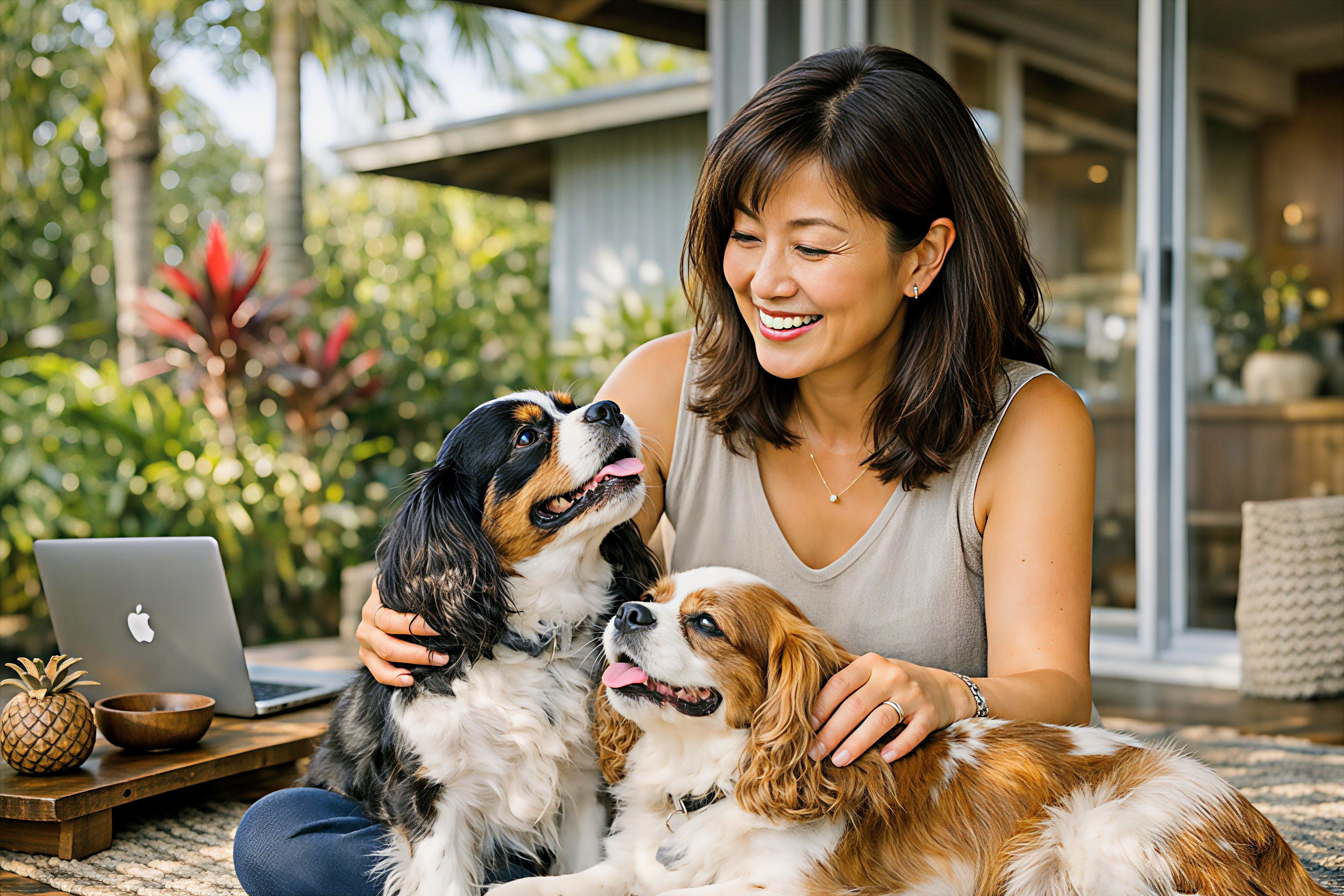 Leanne Fujimoto with her dogs
